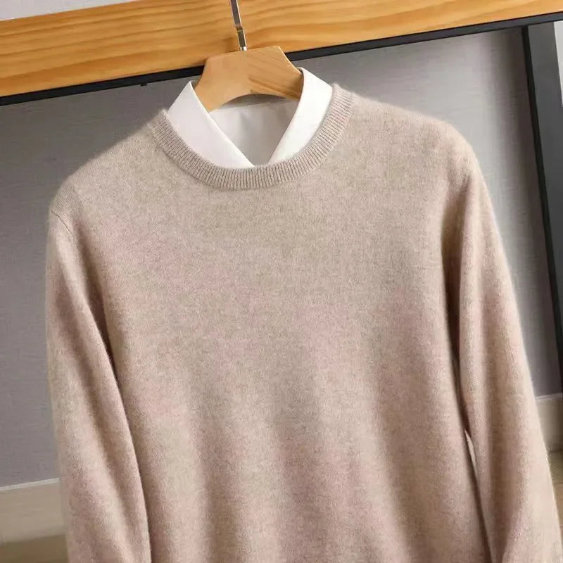 Cashmere Sweater O-neck Pullovers Men's Loose Oversized M-5XL Knitted Bottom Shirt Autumn Winter New Korean Casual Men's Top