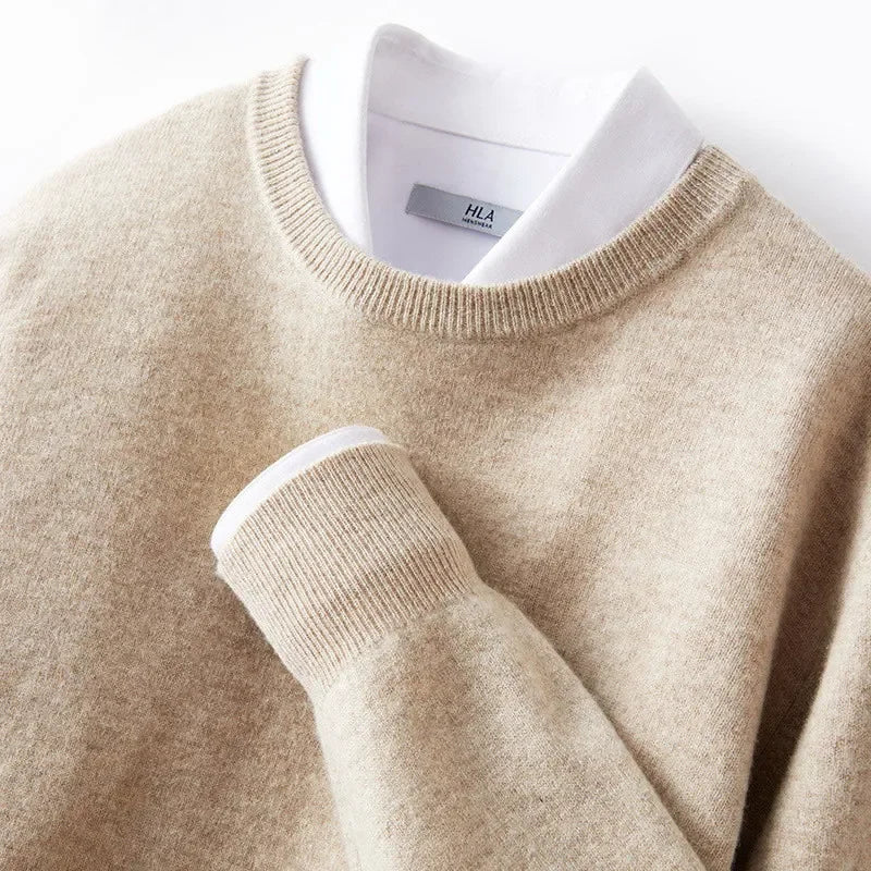 Cashmere Sweater O-neck Pullovers Men's Loose Oversized M-5XL Knitted Bottom Shirt Autumn Winter New Korean Casual Men's Top