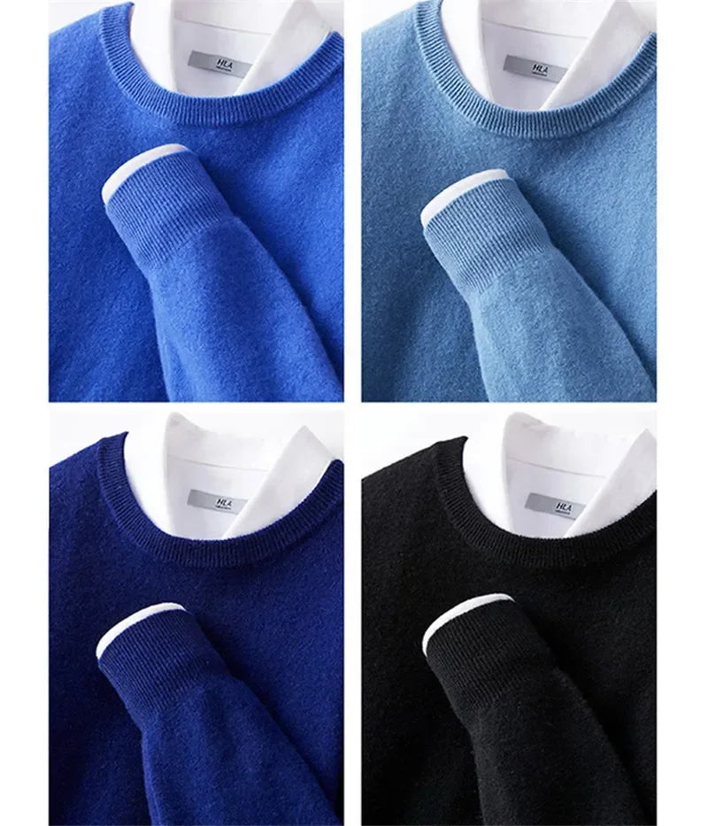 Cashmere Sweater O-neck Pullovers Men's Loose Oversized M-5XL Knitted Bottom Shirt Autumn Winter New Korean Casual Men's Top