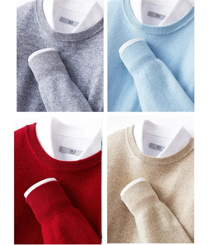 Cashmere Sweater O-neck Pullovers Men's Loose Oversized M-5XL Knitted Bottom Shirt Autumn Winter New Korean Casual Men's Top